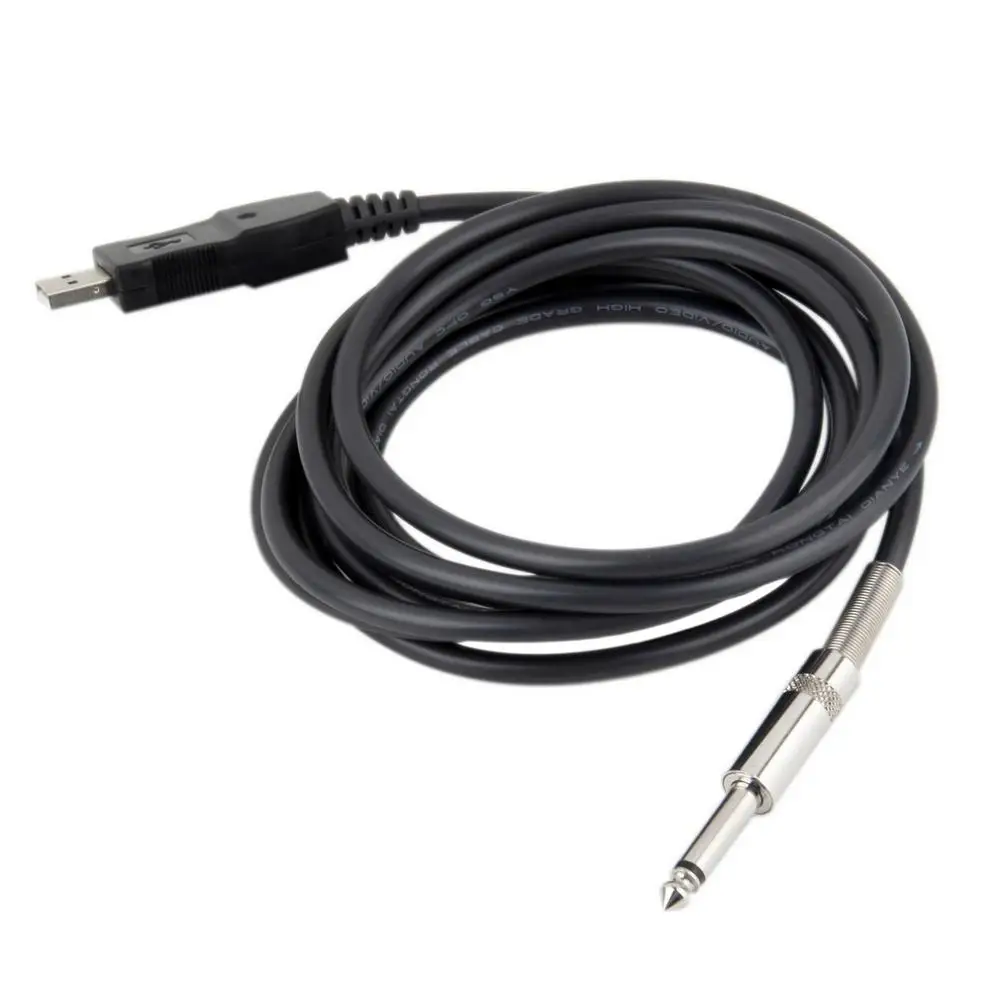 

3M Guitar Bass 1/4'' USB TO 6.3mm J ack Link Connection Instrument Cable 80dB USB Plug and Play durable