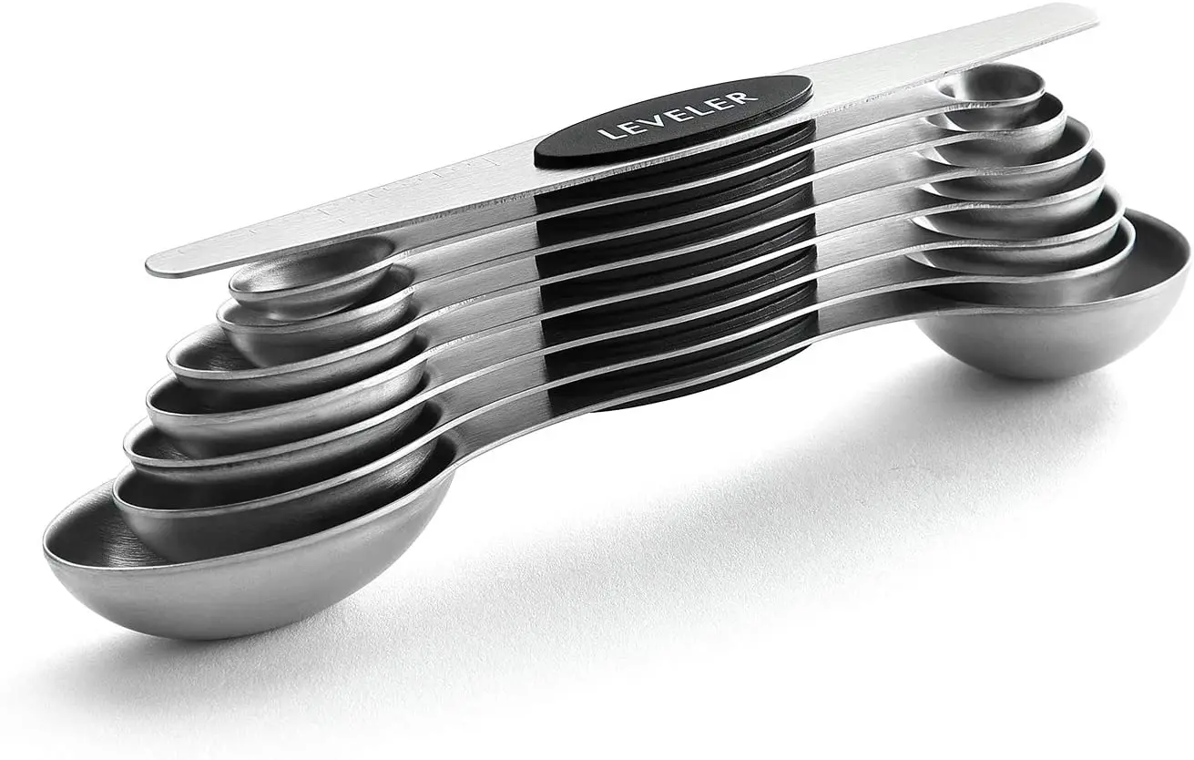

8 Pcs Stainless Steel Double-head Measuring Spoon Seasoning Scale Measuring Spoon Magnetic Absorption Measuring Cup Spatula