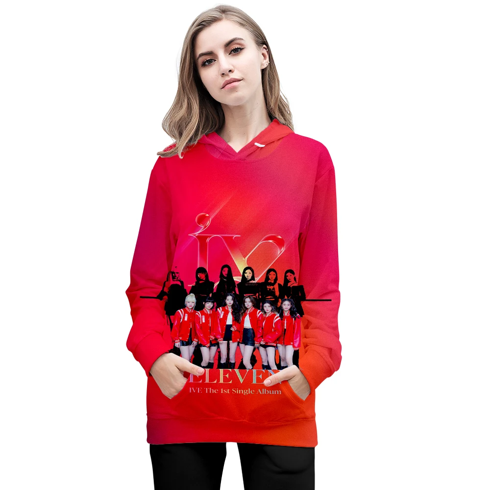 

IVE Hoodies New Girl Group Oversized Hoodie Sweatshirts ELEVEN Jang Won Young LIZ REI GAEUL An YuJin LEESEO Hooded Pullovers