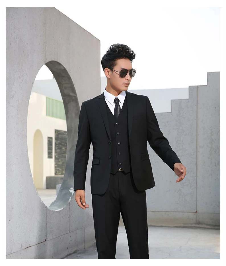 Shenrun Men Suits Slim Business Formal Casual Classic Suit Wedding Groom Party Prom Single Breasted Color Black Gray Navy Blue