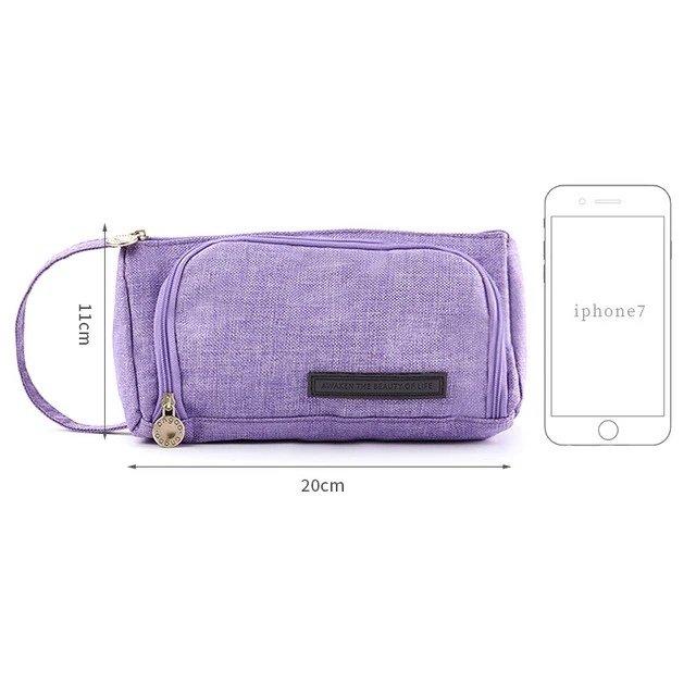 Простой Большой холст школьный пенал для карандашей большая сумочка ручек и