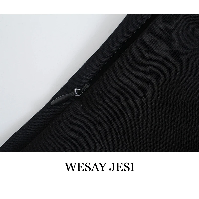 

WESAY JESI Summer Dress 2021 Fashion Casual Party Dresses Solid Color Elastic Puff Sleeves Hollow Female Back High Waist Elegant