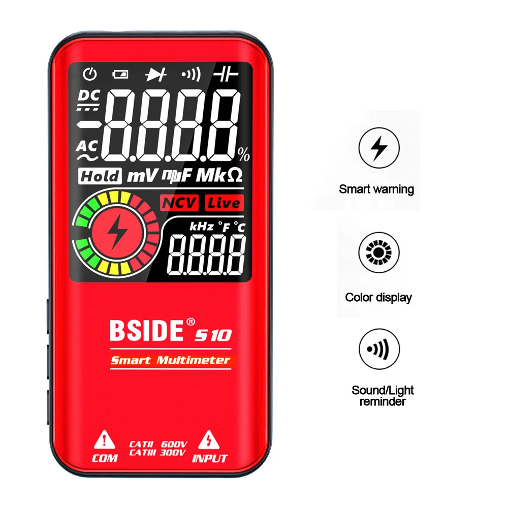 

BSIDE Multimeter S10 Digital Color LCD 9999 Counts Smart DC AC Voltage Capacitor Tester Ohm Diode NCV Hz Multimeter