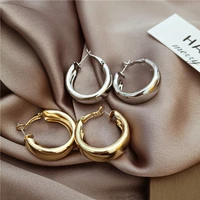 vintage gold silver color round circle hoop earrings for women 2021 minimalist metal party geometric big earring jewelry gifts
