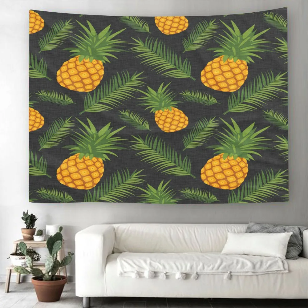 

Colorful Fruits Tapestry 3D Print Pineapple Leaves Wall Hanging Home Textile Wall Carpets Cartoon Wall Tapestry Home Tapestry