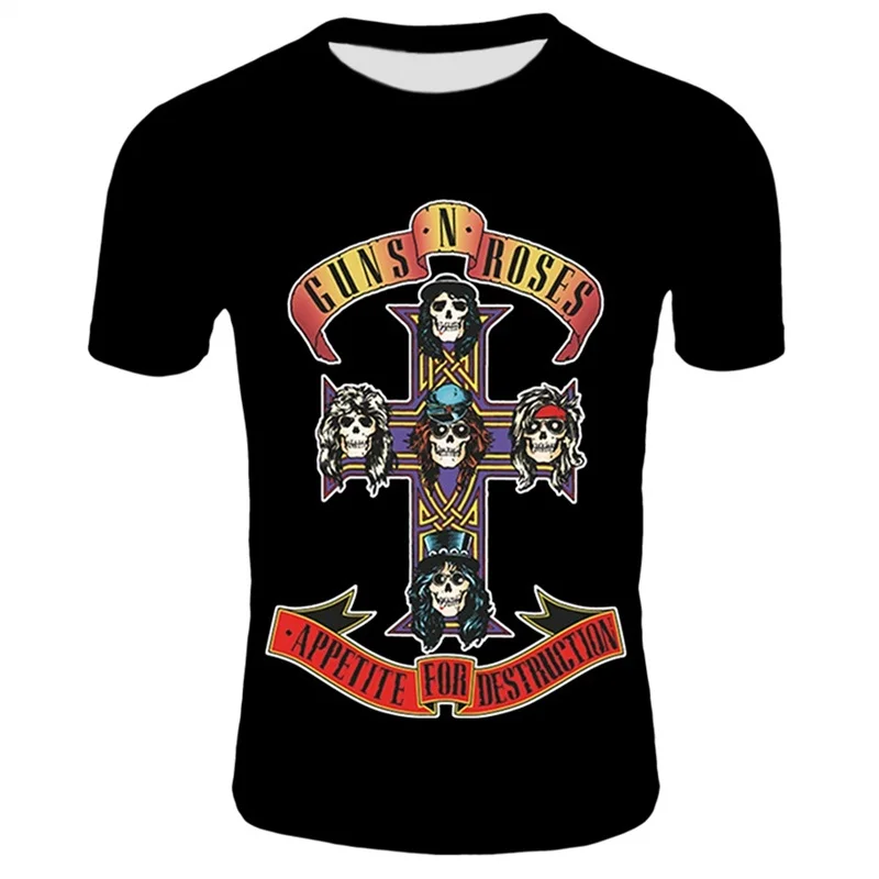 T2 Рок одежда пистолеты и футболки с принтом guns N Roses мужская летняя черная футболка рок группа уличная одежда мужская 3D печатная Футболка пистолеты футболка розы - Цвет: T2