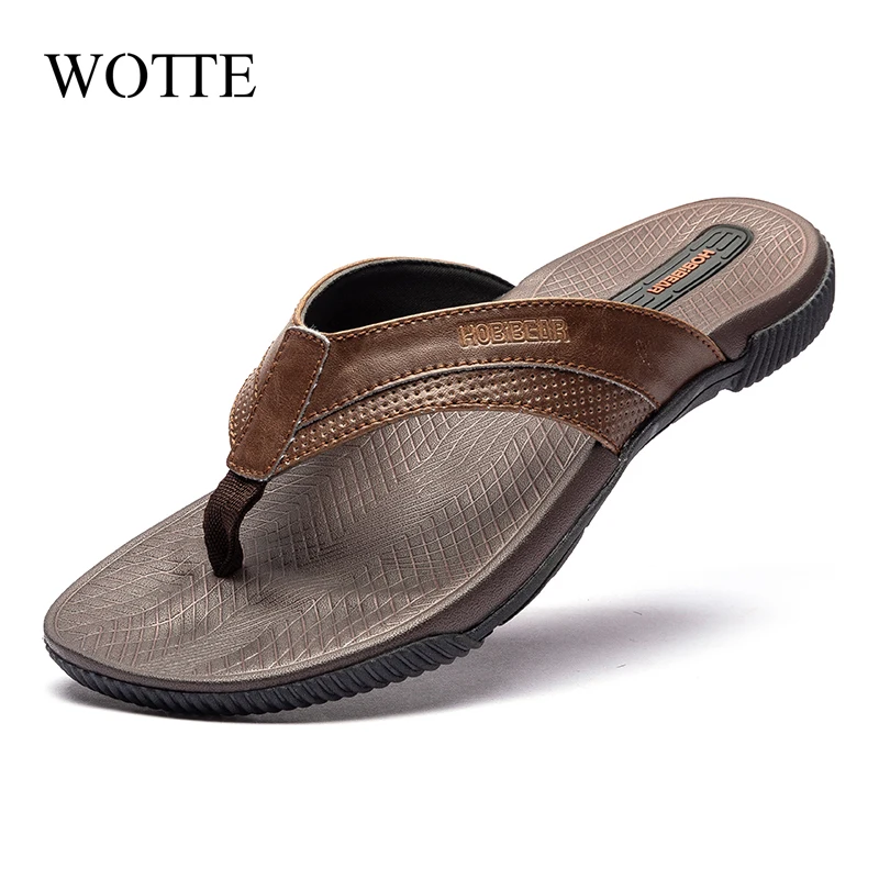 

WOTT Men's Flip Flops Fashion Slippers Beach Casual Sandals Summer Shoes for Men Outside Slippers Big size 40~46 zapatos hombre