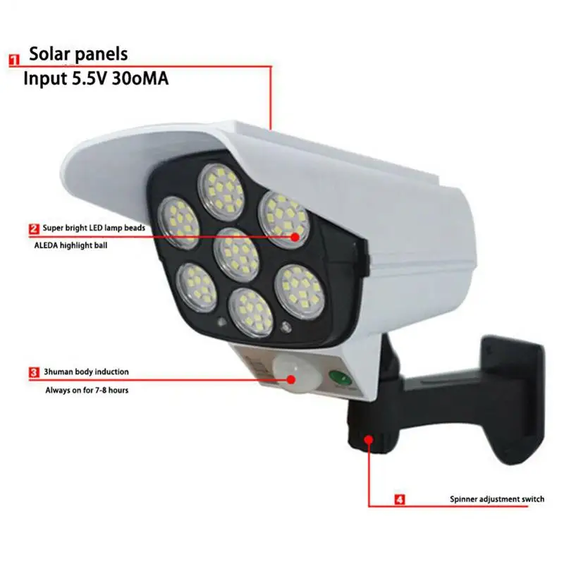 

Wall Light Garden Patio Dummy Camera Waterproof Lamp Solar Powered Induction Wall Mounted LED Light