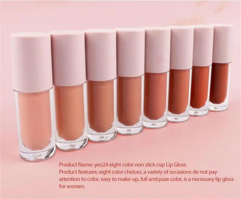 

8 Colors Liquid Lipstick Non-stick Cup Matte Color Develops Lasts Makeup Without Fading Transparent Round Tube Lipstick TSLM1