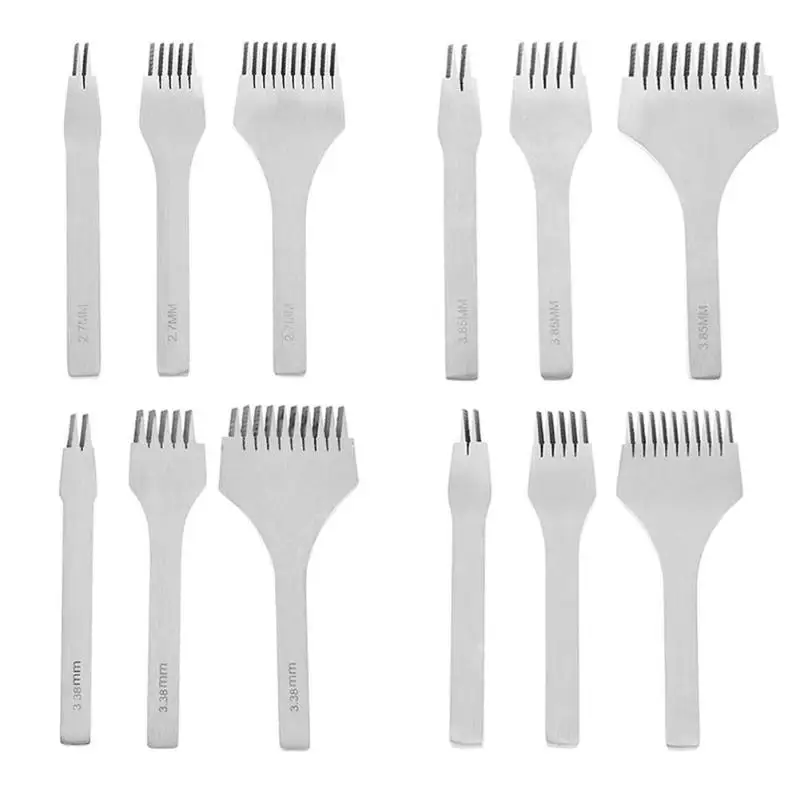 

White Steel Flat Chisel Leather Craft Tools Hole Punch Kit Diy Tool 2 Prong/5 Prong/10 Prong