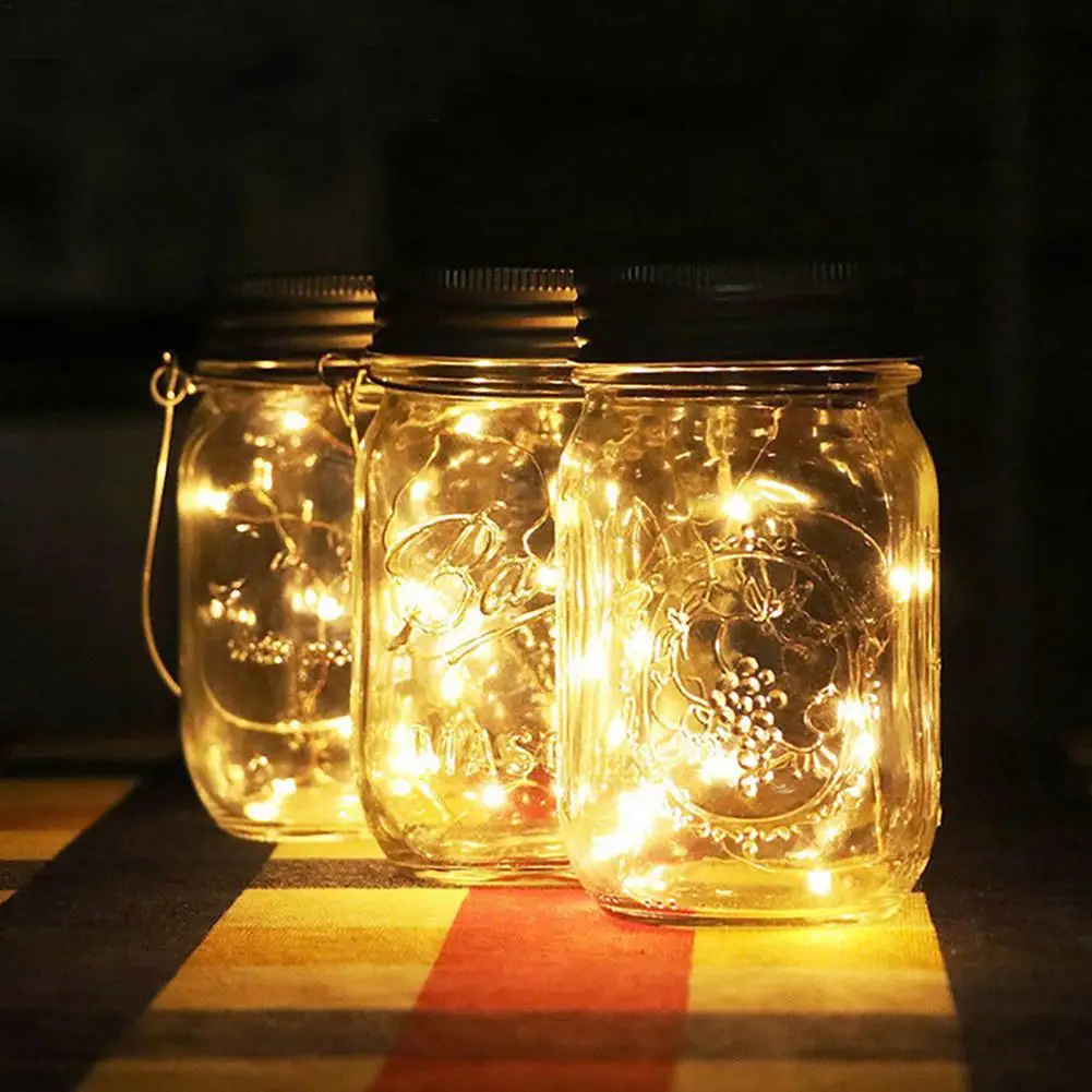 

10/20/30 LEDs Fairy Light Solar For Mason Jar Lid Insert Color Changing Garden Decor Christmas Lights Outdoor Wedding Decor