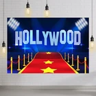Голливудский фильм ночной фон Золотая звезда красный ковер фотография фон украшения
