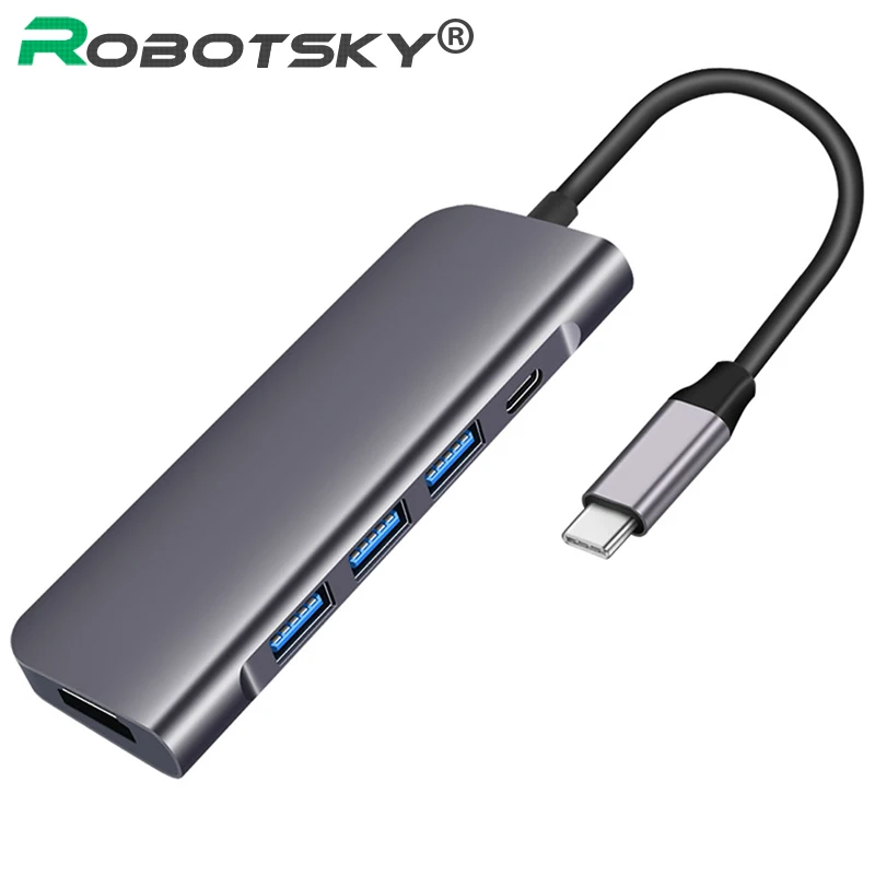 

5 In 1 USB C Hub Dock Type-C To USB3.0/HDMI/Card Readers With PD Fast Charge Adapter Splitter Docking Station For Macbook Ipad