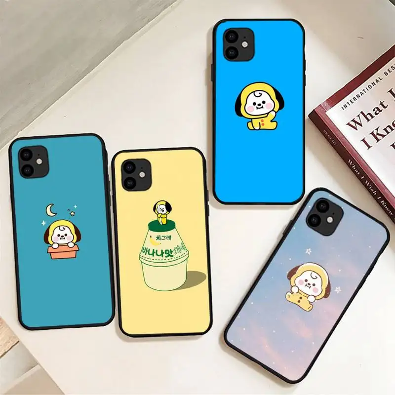 

Lovely Solid Color Bt21 Phone Case For IPhone 11 12 13 Mini Pro XS Max 6 7 8 Plus 6S X XR Black Cover Shell