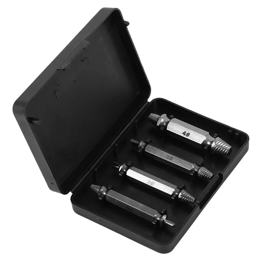 

4Pcs/Set Profession Steel Broken Screws Extractor Double Side Damaged Bolt Remover Easy Out Set Drill Bits Guide Set