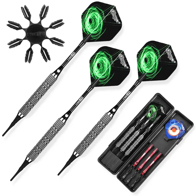 CyeeLife 16/18/22g Soft tip darts with Carry Case,6 Aluminium Shafts(2 Colors)+Extra Flights+Plastic Protectors 1