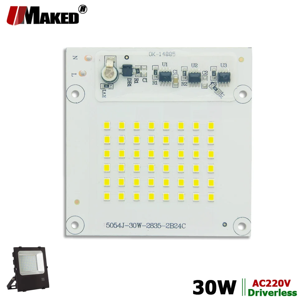 

AC220V SMD 2835 LED PCB 30W 82x82mm LED Floodlight Module Aluminum plate White/Warm SMD2835 Smart IC Driver For Spotlight Lamps