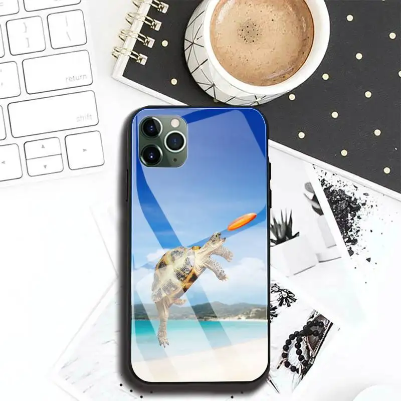 

Turtle Tortoise Phone Case For Iphone 12 11 Pro MAX XR X 7 8Plus SE2020 DIY Shockproof Glass Soft Silicone Edge