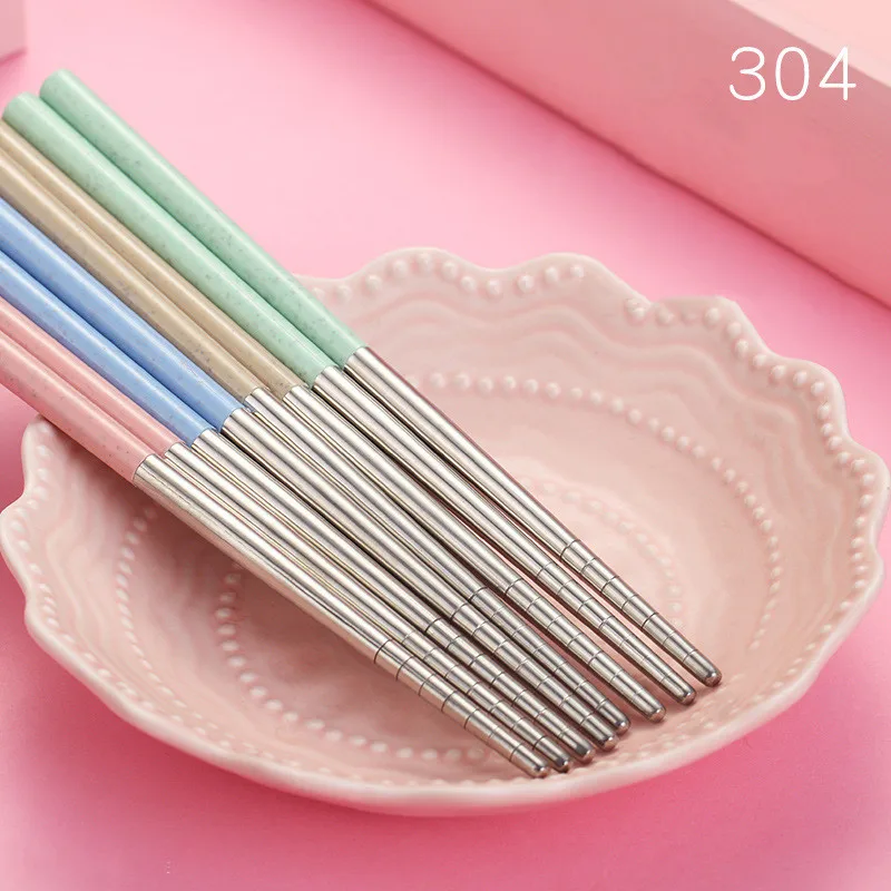 

304 Stainless Steel Laser Plated Chopsticks Chinese Chopstick Steel Kitchen Tableware Sushi Hashi Chop Sticks Dinnerware