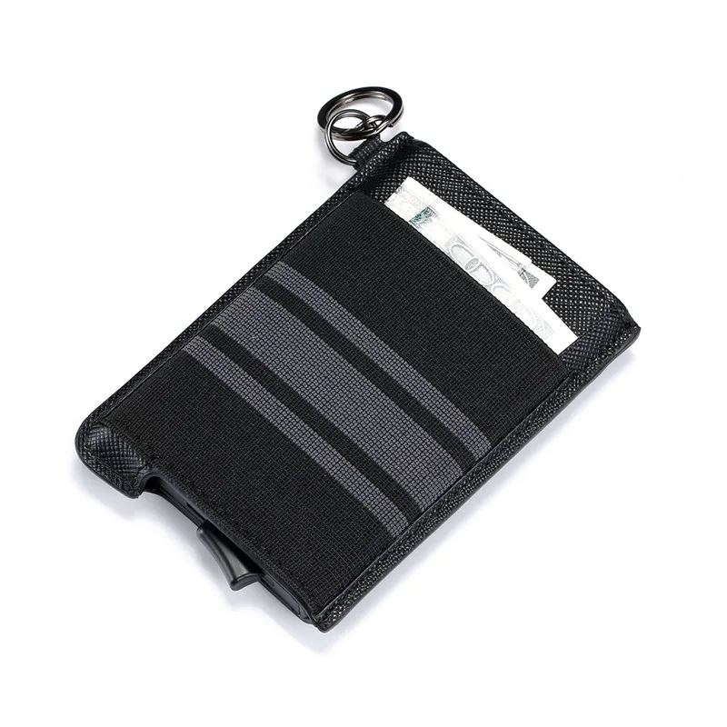 Real Black 618 Bisi Goro RFID Блокировка кредитный держатель для карт Anit-theft кошелек карта для мужчин и женщин автоматический всплывающий Чехол для карт кожаный держатель для ID - Цвет: Real Black 618