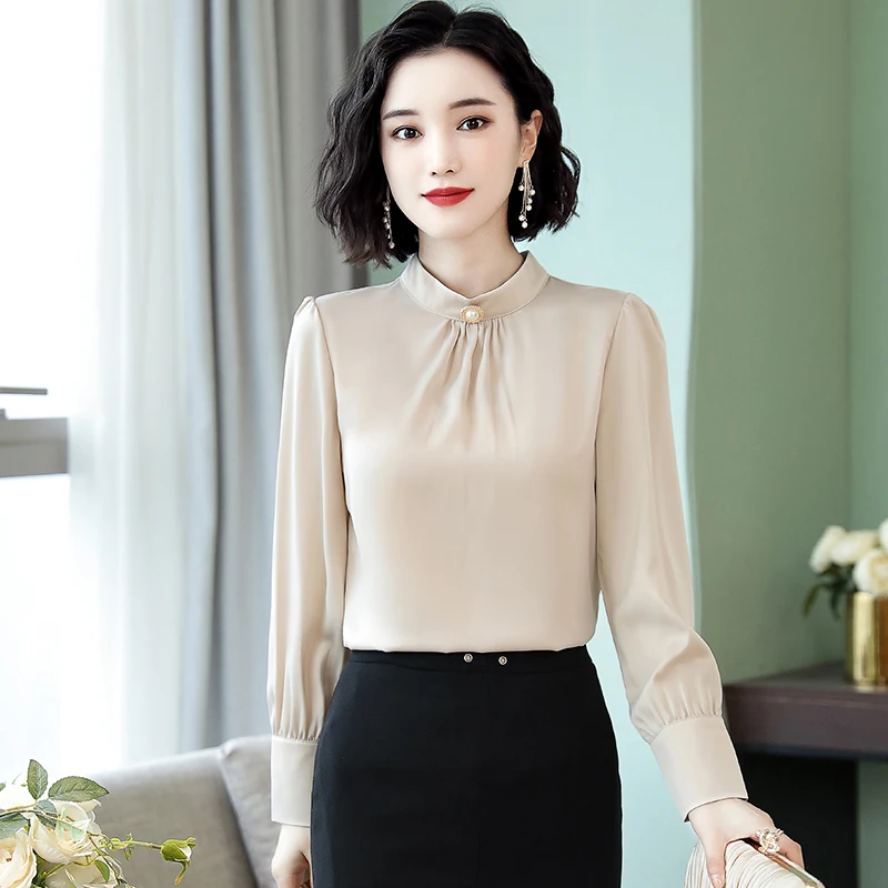 2019 Летний Новый шифон женские блузки и рубашки жемчуг бисером фонарь рукавами