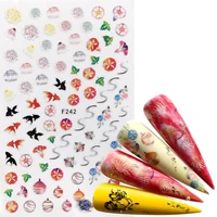 1pc 3d adhesive nail stickers decal emboss flower plant animal slider nail art decoration valentine design manicure
