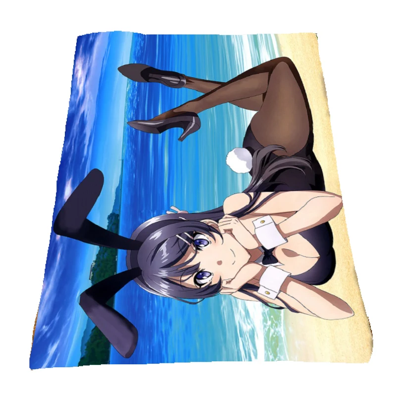 

Anime Fleece Blanket Rascal Does Not Dream of Bunny Girl Senpai Sakurajima Mai quilt carpet soft bedding accessories 200x150cm