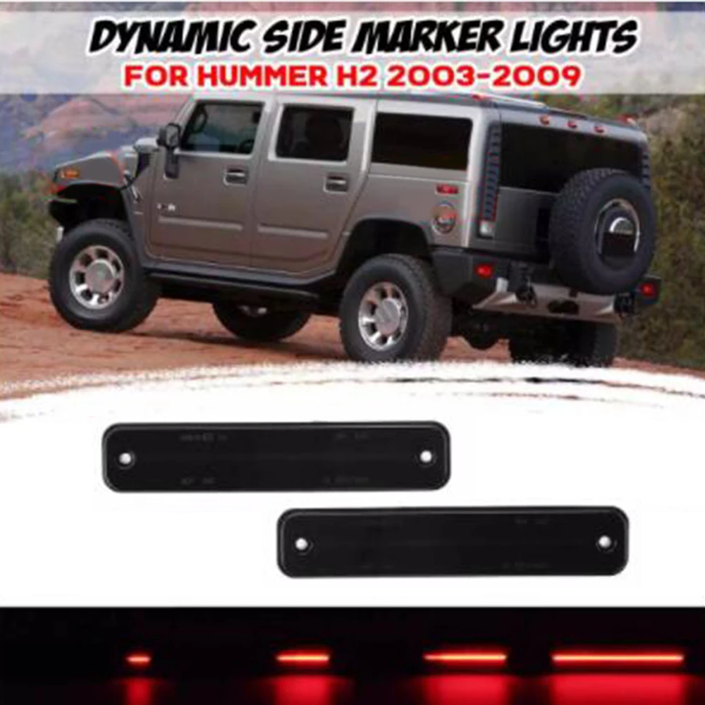 

2X Red 54 LED Rear Side Marker Light For Hummer H2 2003-2009 15114677 Smoke Lens High Quality