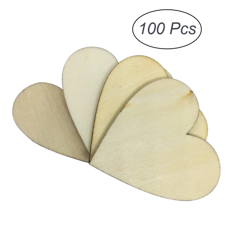 

100pcs 20mm Heart Shaped Wood Slices for Wedding Embellishments DIY Arts Crafts Making