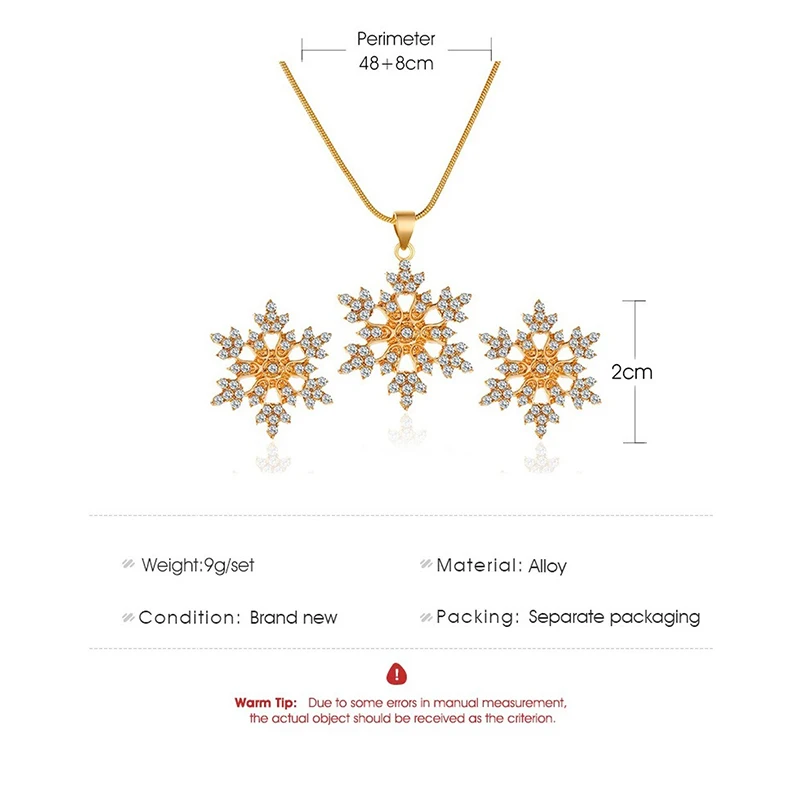 

Snowflake Necklace Earrings Christmas Luxury Flower Moon Rose Flower Wreath Jewelry Accessories Christmas Valentines Party Gifts