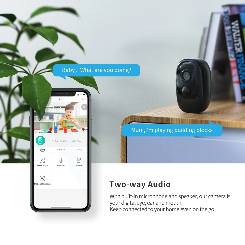 Wi-Fi Солнечная камера видеонаблюдения 1080P HD IP66 Водонепроницаемая беспроводная