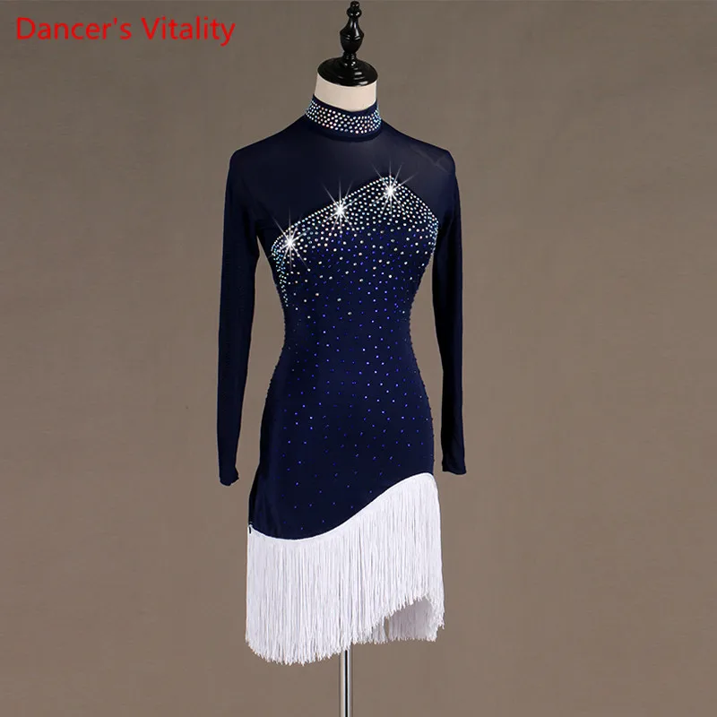 

2021 NEW Long Sleeves Dance Dress Women's Latin Dress Competition Competition Pattern Waltz / Tango Dance Dress Free Delivery