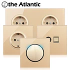 ЕС DE FR USB разъем питания Зарядное устройство на возраст 1, 2, 3, 4 банды кнопочный переключатель лампы светильник настенная розетка с Светодиодный индикатор золото Стекло рамка розетки  выключатель света,переключат