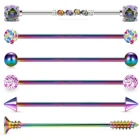 Промышленный Пирсинг 14 г из хирургической нержавеющей стали для женщин и мужчин, серьги-гантели