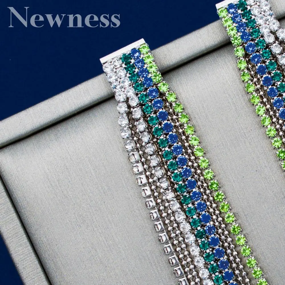 

Newness Luxury Super Long Tassels Earrings For Women Wedding Cubic Zirconia CZ DUBAI Bridal Earrings boucle d'oreille femme