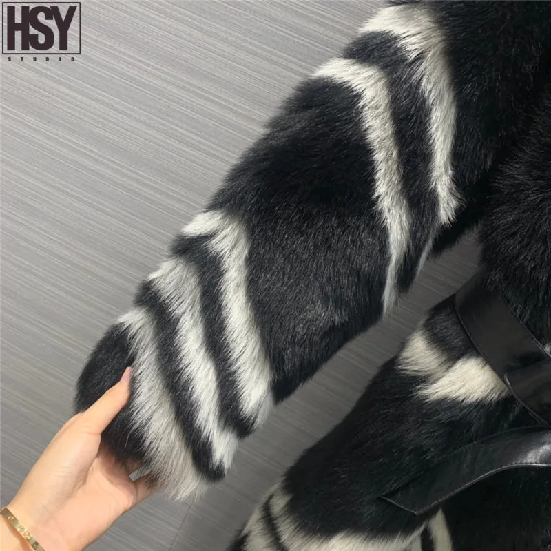 【HSY】2019 Осень Зима Женское роскошное черно-белое контрастное цветное волнистое