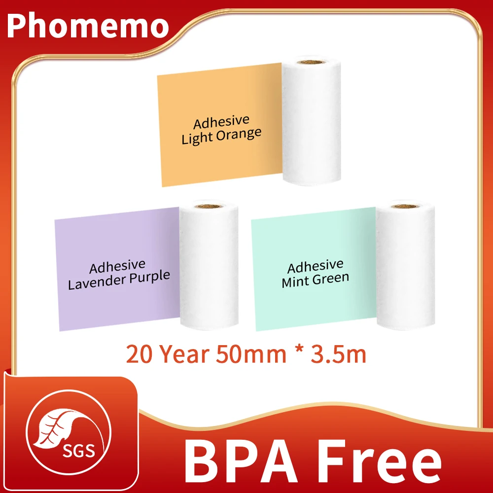 

Термоклейкие заметки Phomemo для печати для M02 M02S M02Pro, принтер без чернил, прозрачная, блестящая, цветная фотобумага
