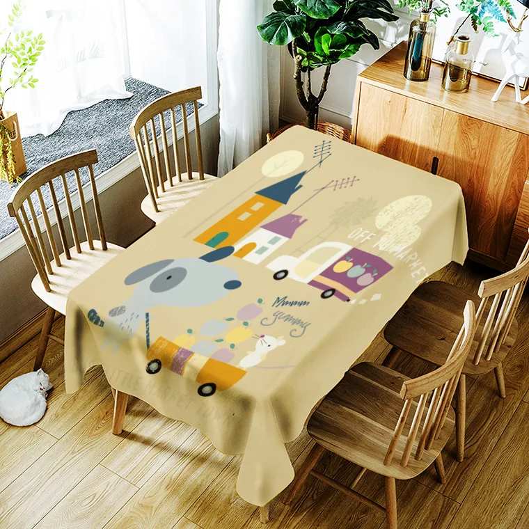 

Printing can be optional washable decorative household waterproof tablecloth