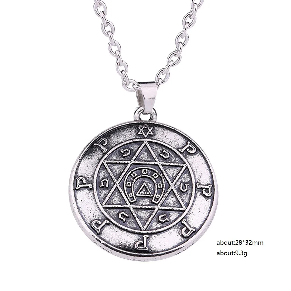 LIKGREAT винтажное ожерелье со звездой Давида Круглый Кулон удачи амулет ювелирные