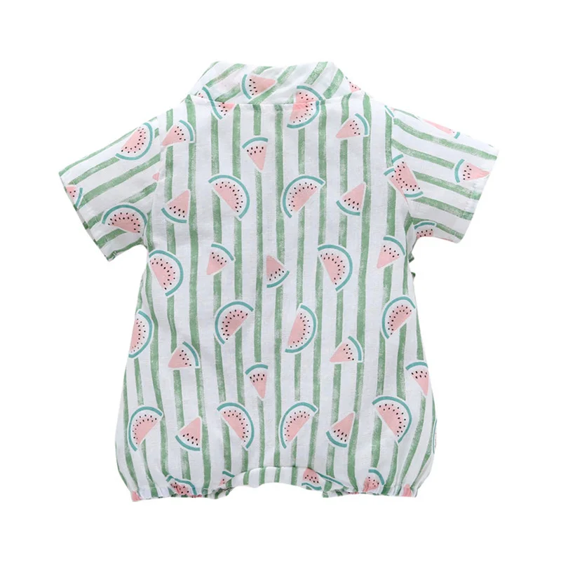 PatPat/удобный комбинезон в полоску с принтом арбуза и короткими рукавами для