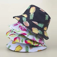 2021 fashion bucket hats summer double sided wear fruit printing women cap outdoor beach sun hat unisex panama bucket hat