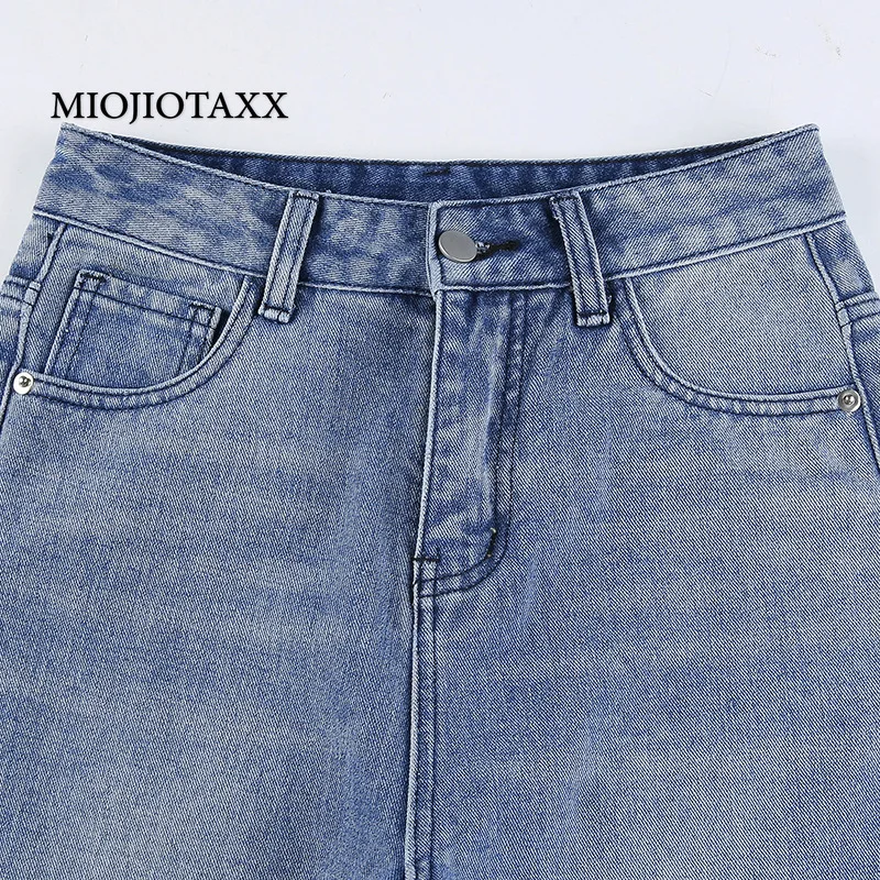 

MIOJIOTAXX 2021 Spring Autumn New Color Contrast Letter Printing High Waist Straight Pant Women Jeans Y2k Pants Baggy Clothing