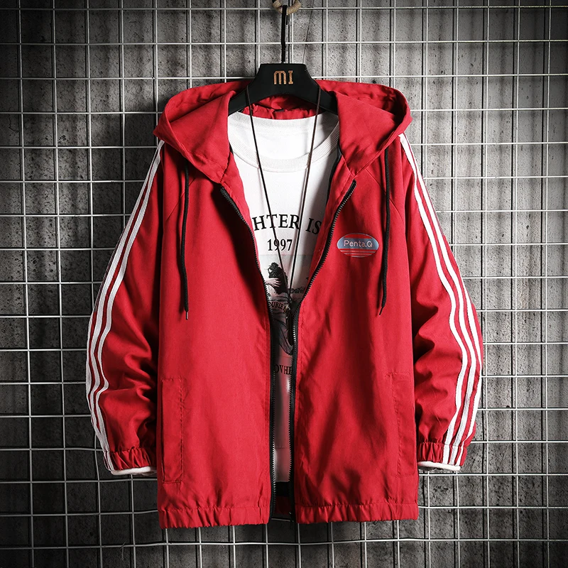 Мужская куртка с капюшоном желтая полосатая ветровка в стиле хип хоп|Мужские