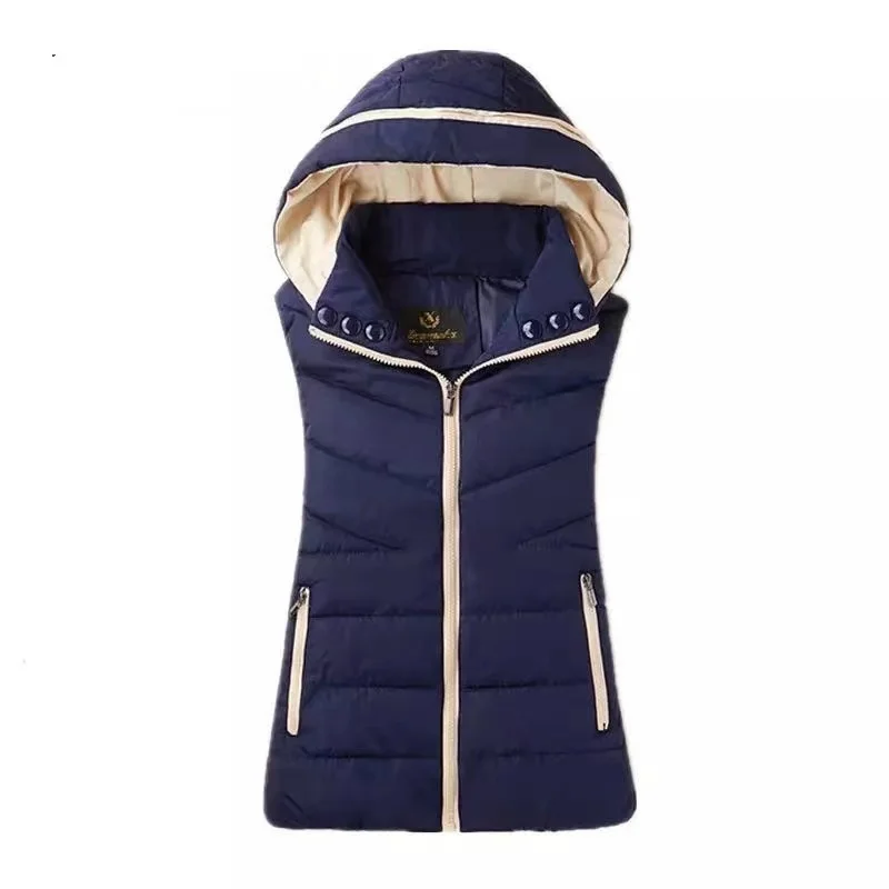 

Autumn Winter Fashion Womens Vest Clothes Short Female Waistcoat Vest Plus Size Thicken Coat Female Warm Hooded Jacket S