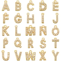 new hot selling gold small micro inlaid letters 26 english alphabet pendant earrings necklace copper jewelry accessories gifts