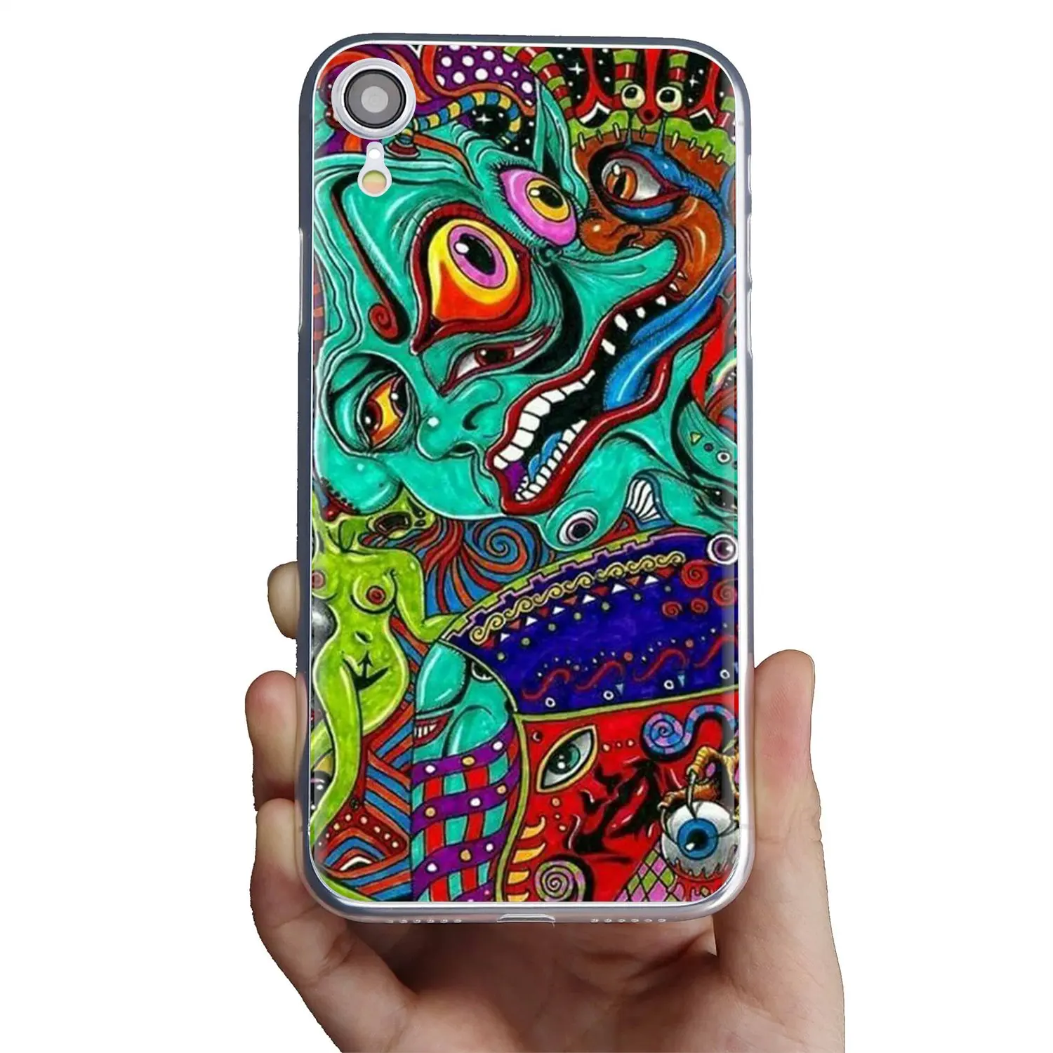 Неоновый психоделический силиконовый чехол для телефона iPhone 11 Pro 4 4S 5 5S SE 5C 6 6S 7 8 X XR