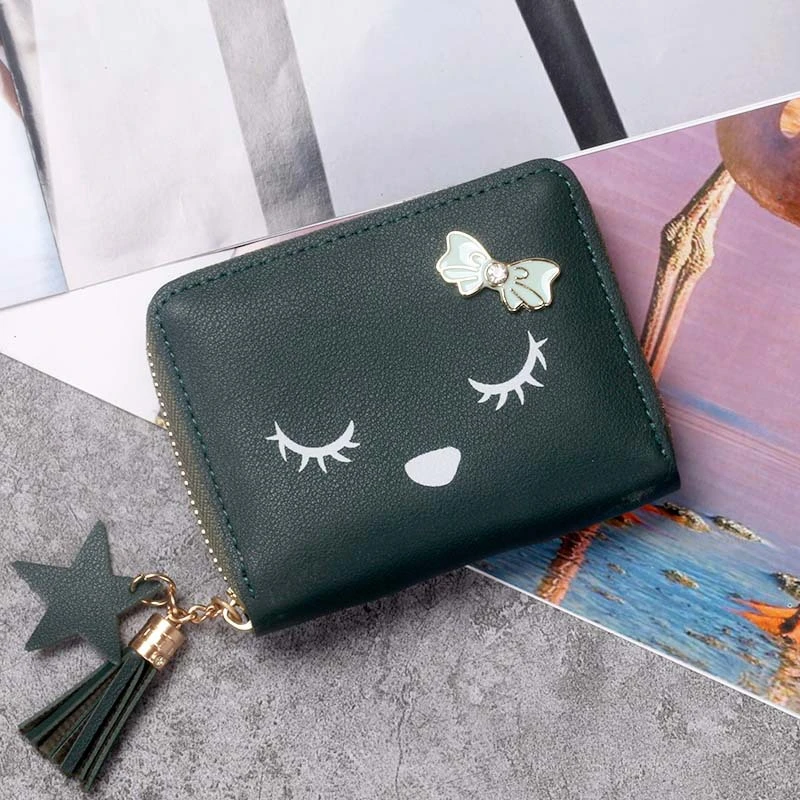 

Wallet Female Short for Coins New Cute Candy Bow Women Small Leather Wallets Zipper Purses Portefeuille Girls Lady Purse Clutch