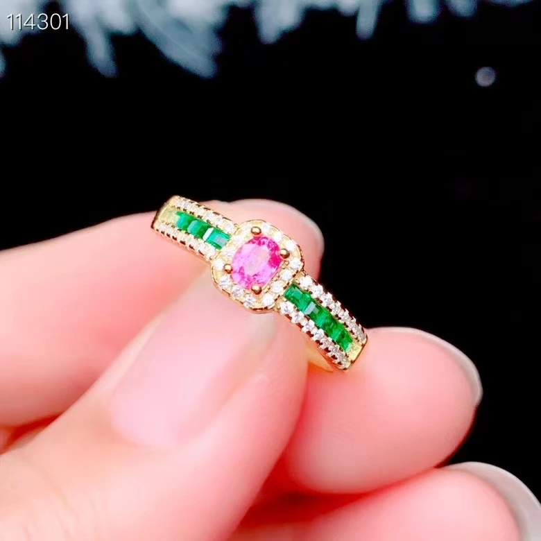 Ювелирные изделия из стерлингового серебра 925 пробы кольцо с розовым сапфиром