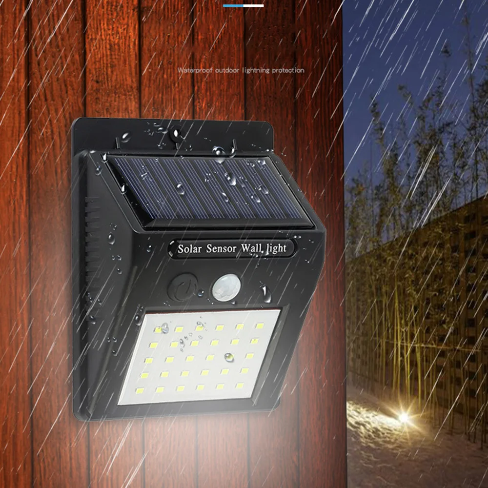 1 Pcs Outdoor Solar Wall Lamp PIR Motion Sensor Waterproof Light Garden Path Emergency Security Light