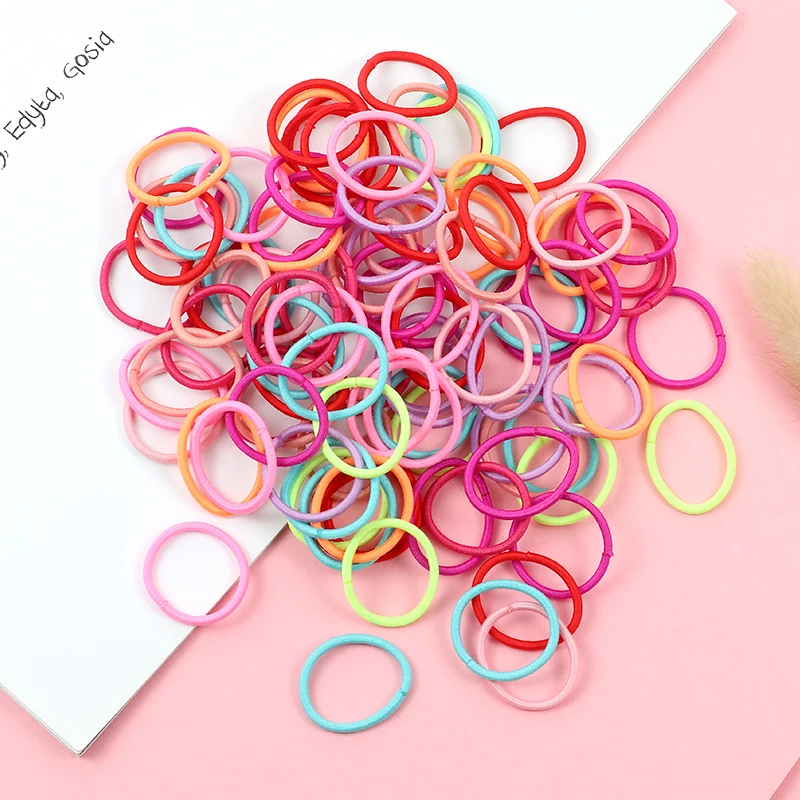 100 шт./компл. красочное кольцо для волос девочек детская эластичная резинка